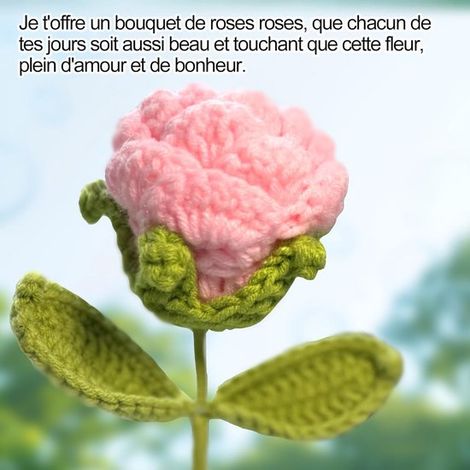 Decorazione per cruscotto a forma di rosa all'uncinetto,con testa oscillante (1/4)