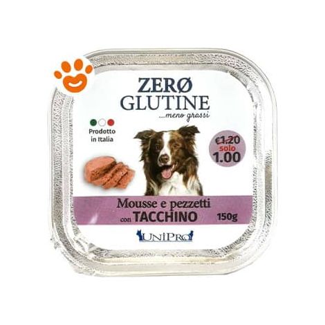 Unipro Dog Adult Zero Glutine Tacchino - Vaschetta 150 Gr -