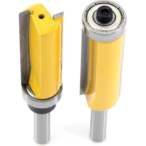 2-teiliges Bündigfräser-Set mit 8-mm-Schaft — Set aus geradem Fräser und Nutfräser mit unterem Kugellager — Professionelle Holzbearbeitungswerkzeuge