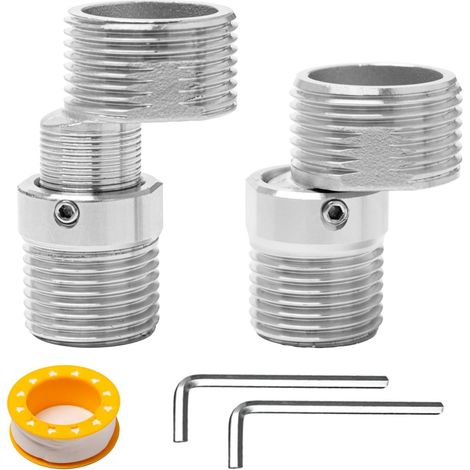 2 Pièces Raccord Excentré Mitigeur Longueur Réglable Pied Incurvé Coudé 3/4" x 1/2" Raccords De Tube Pivotant à 360 Degrés Robinet Coin Vis Excentrique Décalé de 10 mm pour Robinets Muraux
