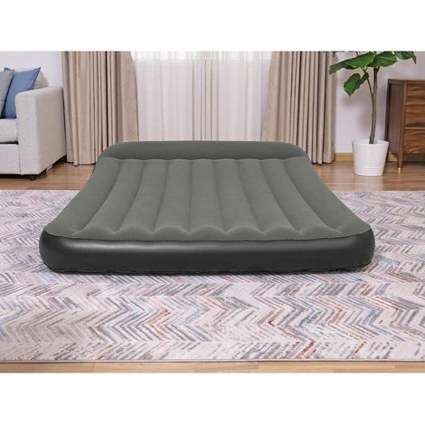Matelas pneumatique avec pompe intégrée et oreiller, PVC noir, 203 x 152 x 30 cm - PANGIVO (1/5)