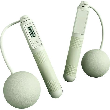 Intelligentes Springseil mit Zählfunktion, Fitness- und Abnehmprogramm, kabellos, mit großem Gewichtsball, grün (1/5)