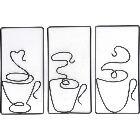 3 Pièces Décor Mural Métal Noir Design Ajouré Détails Fins pour Salle de Bain, Salon, Bureau et Jardin (1/5)