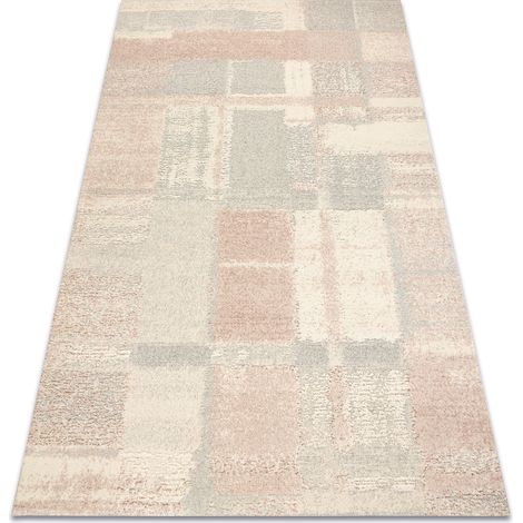FLUX 461.43.AE200 Wollteppich OSTA - Geometrisch, Strukturell, Loft creme / rosa beige 160x230 cm