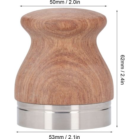 Tasseur à café plat en acier inoxydable, presse-poudre, marteau, manche en bois, accessoires pour le café, 53 mm (1/5)