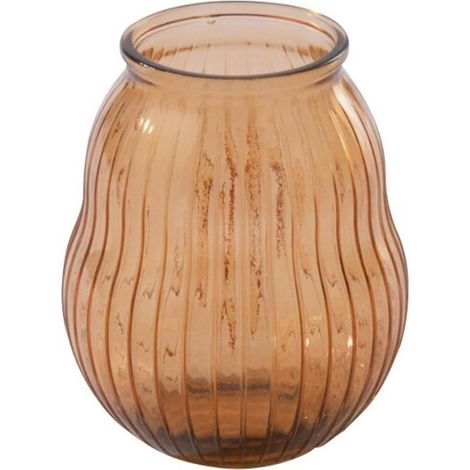 Photophore Design en Verre "Ligné" 23cm Orange
