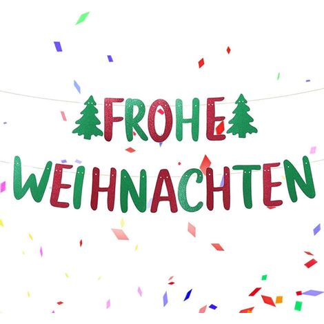 Frohe Weihnachten Girlande Rot Grün 4M Glitzer Banner Hängende Deko