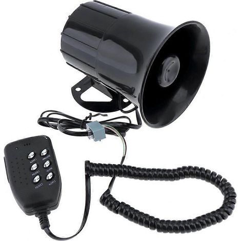 Haut-parleur portable pour voiture, 6 tonalités, klaxon puissant, mégaphone, alarme, pour moto, voiture, camion, véhicule, alarme d'avertissement (1/5)