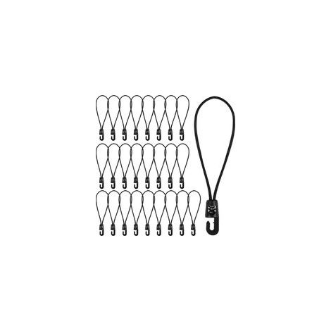 Sangles de tension noires avec crochets, 25 sangles de tension en caoutchouc, 4 mm, 15 cm, tendeurs de bâche pour bannières, tonnelles, bâches, camping, tentes, rideaux, sangles d'extension.