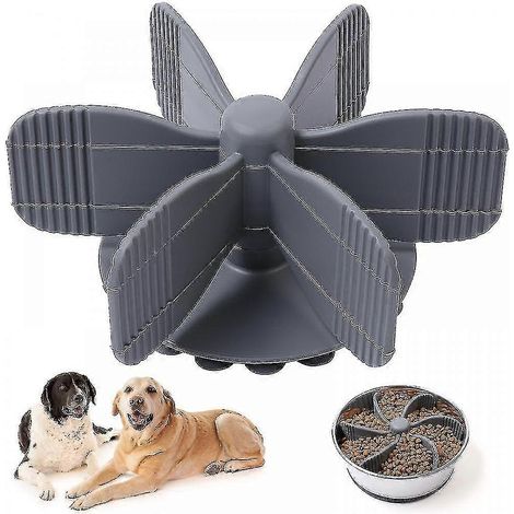 Gamelle anti-glouton Aespa, ventouse pour chien, en silicone, à fixation murale, plateau à dispersion lente (gris) (1/4)