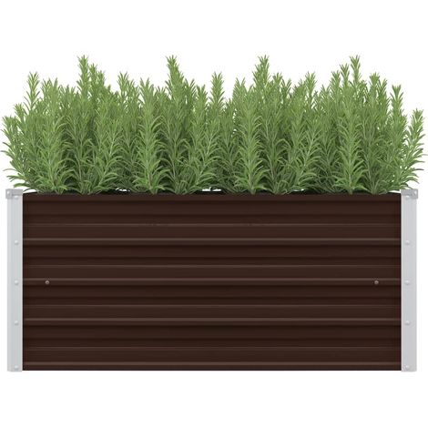 Jardinière de jardin - Balconnière à fleurs Lit surélevé de jardin Marron 100x40x45 cm Acier galvanisé BV884755 - BonneVie (1/5)