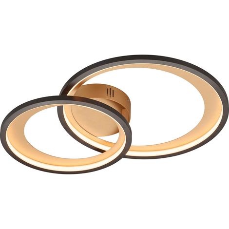 Plafoniera Led Soffitto Doppio Cerchio Dimmer Nero Oro 59 cm Granada GD Trio (1/3)
