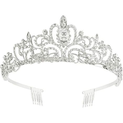 Tiara - Couronne Cristal Faux - Hauteur 4,7 cm - Diamètre 14,5 cm - Pour Mariage Fête Anniversaire Prom - Adulte Enfant - 1 Pièce (1/5)