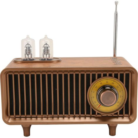 Mini radio FM stéréo en bois style vintage, imitation bois, enceinte Bluetooth portable