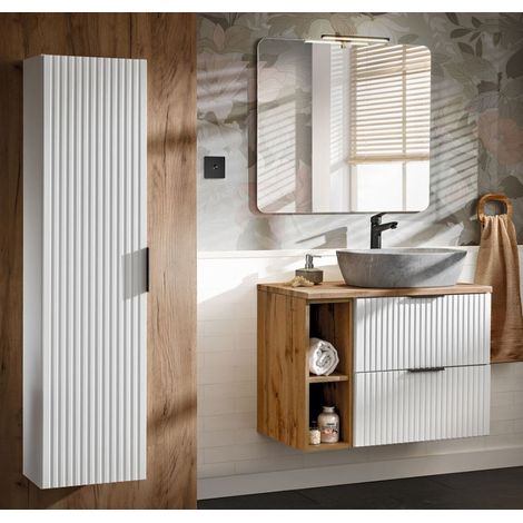 Ensemble meuble vasques à poser + 4 éléments - 80 cm - Georgia White - Livraison gratuite