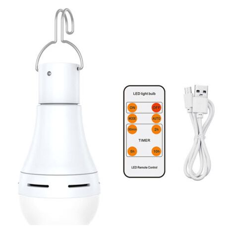 USB Ampoule Rechargeable Avec Télécommande, 7W LED Ampoules Batterie , E27 Tactile Dimmable Ampoule Avec Fonction de Synchronisation, Extérieur Camping Ampoule De Secours Avec Crochet (1/4)