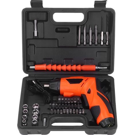 Tournevis électrique sans fil pliable, coffret avec embouts, batterie lithium rechargeable USB 4,2V (1/5)