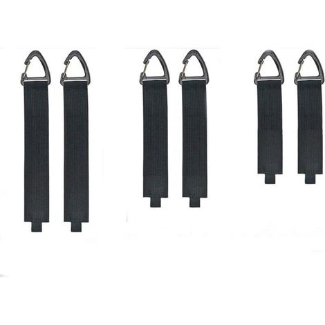 Lot de 6 attaches câbles noires pour organiser suspendre et ranger rallonges tuyaux câbles et cordes avec trois dimensions 38 x 195 mm 38 x 240 mm et 38 x 165 mm (1/5)