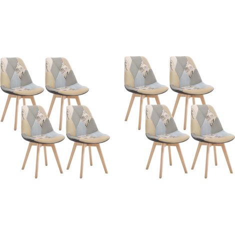 Lot de 8 Chaises de Salle à Manger WOLTU, Pied en bois Style nordique, Patchwork (1/5)