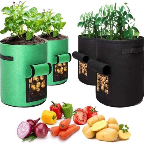 Lntyq Sac De Plantation Geotextile , 4 Sac Plantation Pomme De Terre (2 Pièces 3540cm, 2 Pièces 3035cm), Pot De Pommes De Terre avec Fenêtre , pour Planter des Pommes De Terre, des Tomates