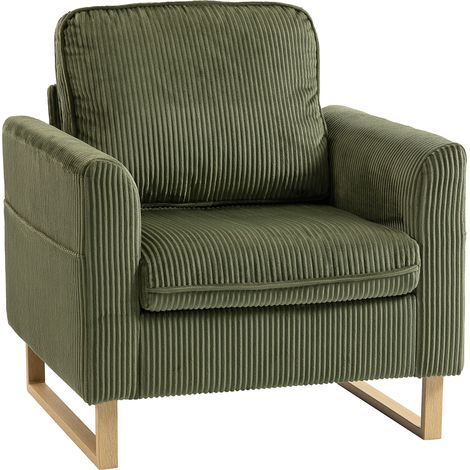 HOMCOM Armchair with Metal Legs and Spring Dark Green (1/5)