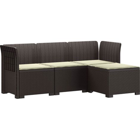 4-Sitzer Garten Sofa mit Kissen Rattan Look PP Braun vidaXL (1/5)