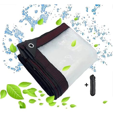 Transparent Tarpaulin with Eyelets – Transparent Outdoor Plastic Greenhouse with Waterproof Patio Tarpaulins – for Outdoor Garden Furniture Tent – 2 x 5 m (1/5)