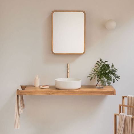 SKLUM Hängendes Badezimmermöbel-Set 130x45 cm aus Teakholz Neill (1/5)