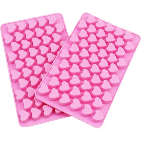 Lot de 2 Moule à glaçons, 55 cavités, forme cœur, silicone, résistance thermique, cuisine, fête (1/5)