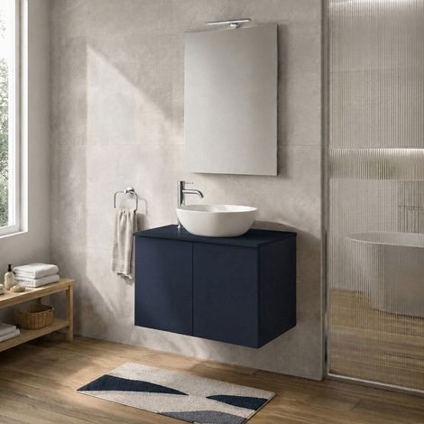Mobile bagno sospeso 70 cm blu portalavabo due ante Tierra (1/5)