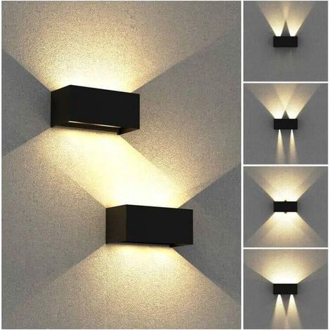 Applique murale intérieure/exterieure led 24W,Avec Angle de Faisceau Réglable Etanches IP65 eclairage exterieur led,3000K Blanc Chaud Noir , 2 unité (1/2)
