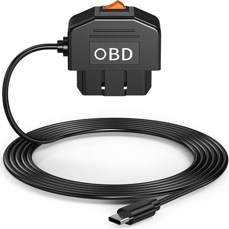 Onboard Diagnostics II Stromkabel für Dashcam, 3,5 m Typ-C-Adapter mit Schaltertaste, USB-C-Ladekabel mit 24-Stunden-Überwachungsmodus / ACC-Modus (1/5)