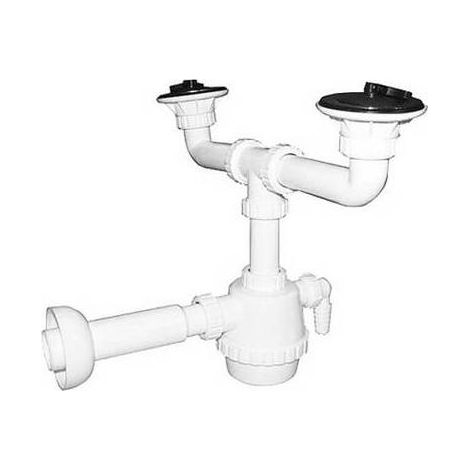 SIFONE PVC 2 VIE C / PILETTA E SCARICO LAVATRICE C/CANOTTO Misura: 1"1/4