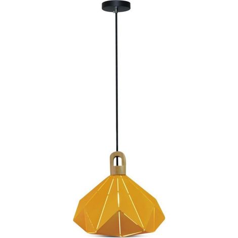 Lámpara de araña LED prismática V-TAC de metal con portalámparas E27 (máx. 60 W) y base de madera (1/5)