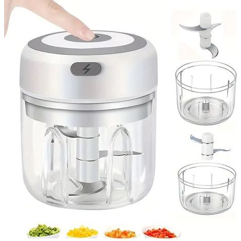 250-ml-USB-Akku-Elektromixer – Leistungsstarker 30-W-Multifunktions-Küchenhelfer, zerkleinert und püriert schnell Fleisch, Knoblauch, Gemüse und Kindernahrung, inklusive Messbecher und Kindersicherung