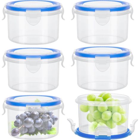 Set mit 6 kleinen Lebensmittelbehältern mit Deckel, 300 ml Kunststoff-Snackgläser, luftdichtes Kunststoff-Küchenbehälter-Set, wiederverwendbare kleine Gläser mit Deckel für Mittagessen und Joghurt.