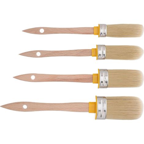 4 Pièces Oval Paint Brushes Set for Precise Edge and Corner Painting Soft Bristle Watercolor and Oil Brushes with Short Handles for Deck Fence Furniture (1/5)