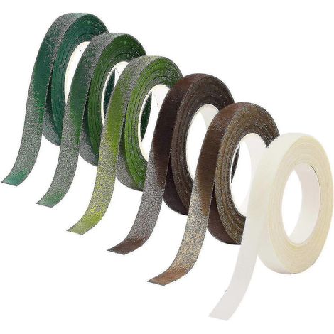 Ruban adhésif floral en 6 couleurs (vert foncé, vert, vert gazon, blanc, marron, marron clair) (1/5)