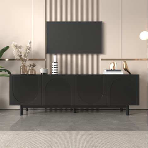 Mueble TV negro con puertas y almacenaje amplio OKMYHOME (1/5)