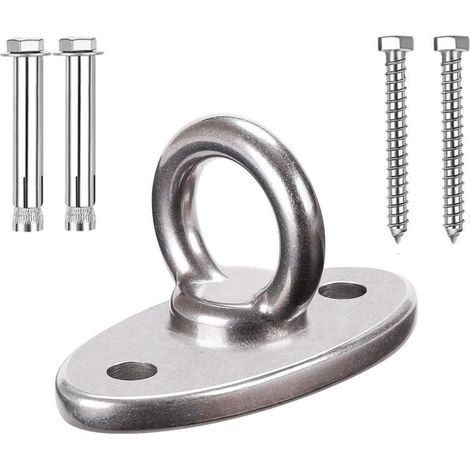 crochet plafond M8 500kg inox 304 anneau pour poutre bois, fauteuil suspendu, sac de frappe, yoga (1/5)