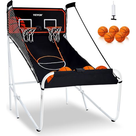 Vevor – Jeu d'arcade de basketball pliable 2 joueurs – Panier double tir 2,13 m – Matériau acier robuste – 5 ballons et pompe incluse