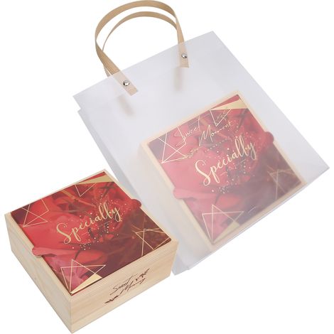 Lot de 2 boîtes cadeaux de mariage en bois, en PVC, élégantes, pour bonbons, accessoire de fête d'anniversaire n° 3 (1/5)