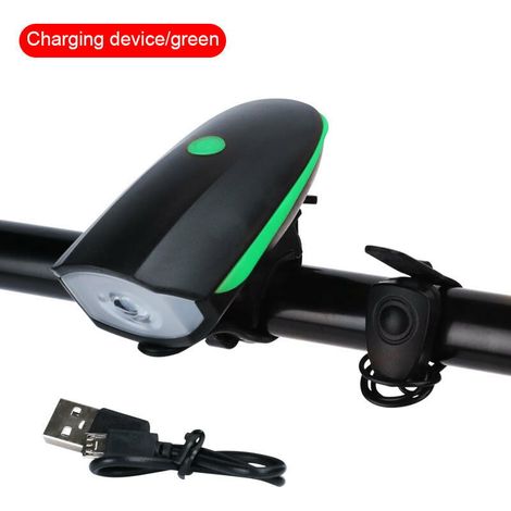 Luz delantera para bicicleta con zumbador, potente luz LED, resistente al agua IP65, recargable por USB, accesorio para bicicletas de montaña, trekking y carreras. (1/5)