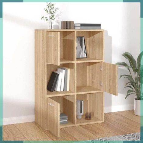 Armoire de rangement - 801137 - Chêne sonoma - 3 portes + 3 cubes ouverts - 60 x 29,5 x 90 cm (1/5)