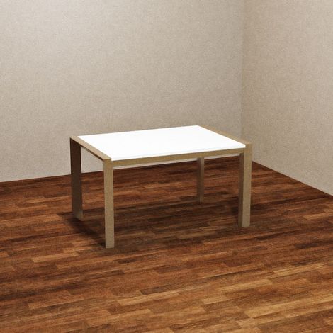 Tavolo allungabile struttura tortora e piano bianco larice 130x80 cm Golia (1/2)