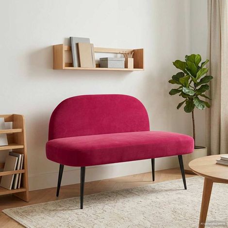 Banco tapizado con respaldo Rojo vino tinto 110 x 60 x 76 cm (1/5)