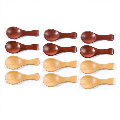 Lot de 12 pièces petit en bois cuillères, 3.2 pouces petit en bois cuillères (1/5)