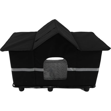 Maison d'extérieur pour chat avec fenêtre de toit à bande réfléchissante, abri d'hiver isolé étanche à l'eau pour petit animal de compagnie (1/5)