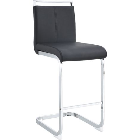 Set di 2 sgabelli da bar in PU nero con struttura in metallo argentato MODENUIT (1/5)