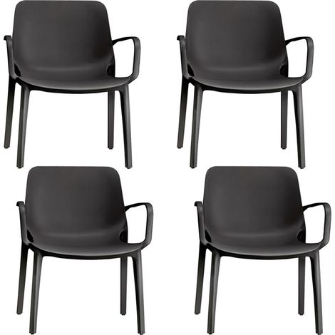 SET 4 poltrona con braccioli Sedia Lounge GINEVRA S-C-A-B Interno ed Esterno antracite Impilabile in Tecnopolimero Rinforzato con Fibra di Vetro Made in Italy (1/4)